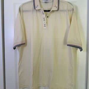 La Mode Men’s Vintage 90s Y2K Beige Polo Color Trim Size XL NWT